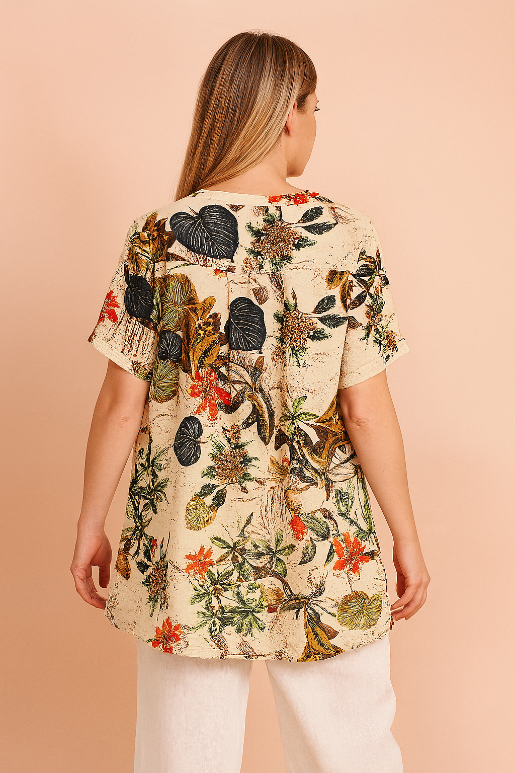 Blomstret T-Shirt til Kvinder | Løs Pasform i 100% Bomuld 1