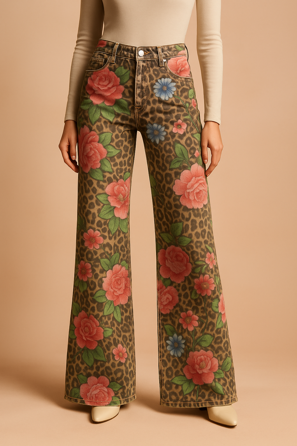 Bukser til Damer Blomsterprint Størrelse M 100% Bomuld 0