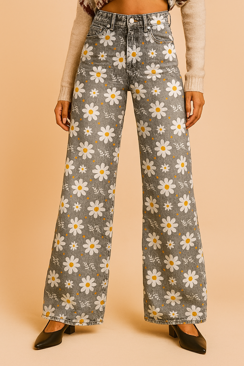 Bukser til Damer Blomsterprint Størrelse M 100% Bomuld 1