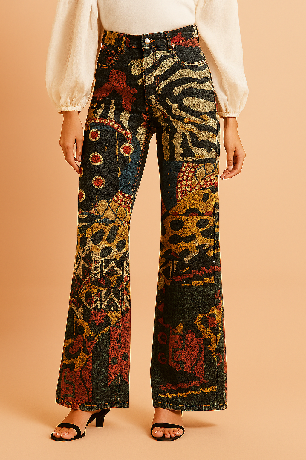 Bukser til Damer Blomsterprint Størrelse M 100% Bomuld 10