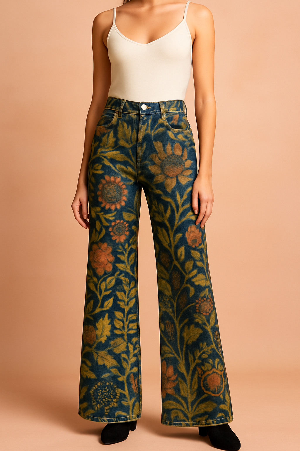 Bukser til Damer Blomsterprint Størrelse M 100% Bomuld 11