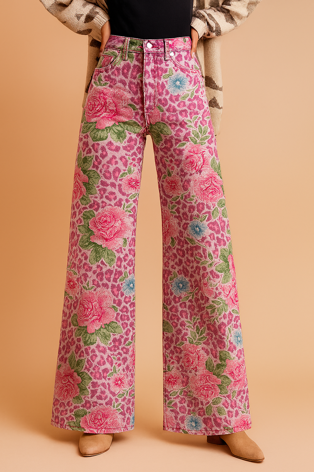 Bukser til Damer Blomsterprint Størrelse M 100% Bomuld 2