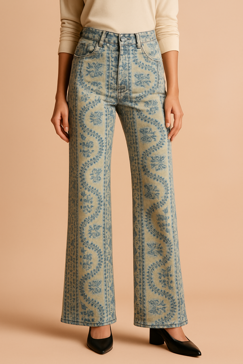 Bukser til Damer Blomsterprint Størrelse M 100% Bomuld 3