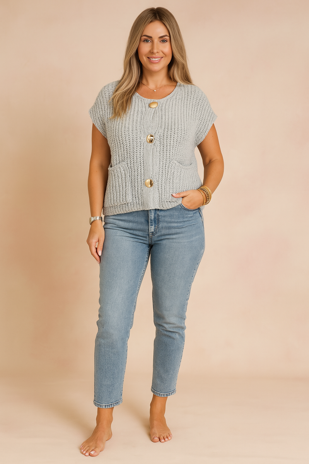 Callann | Moderne Ærmeløs Bluse med Lommer i 100% Polyester 3