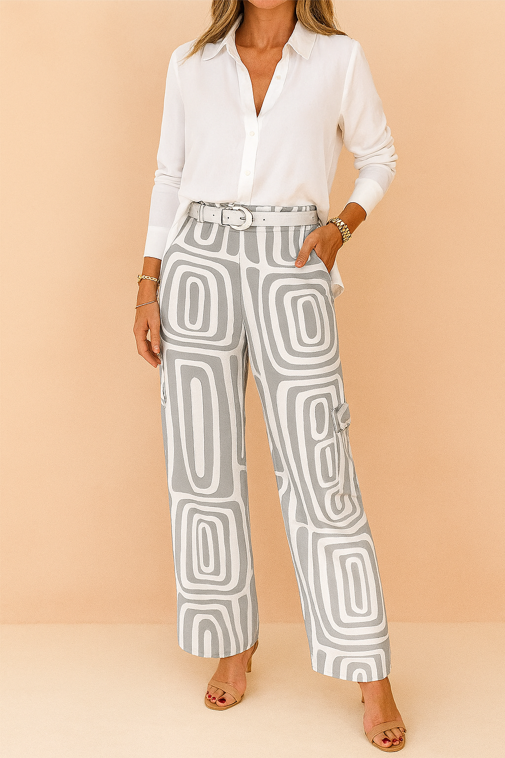 Dame Bukser Multifarvet Størrelse M Polyester Geometrisk Mønster 1