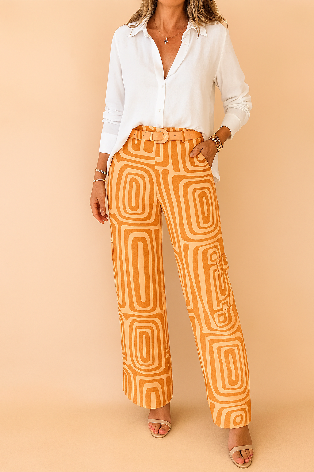 Dame Bukser Multifarvet Størrelse M Polyester Geometrisk Mønster 2