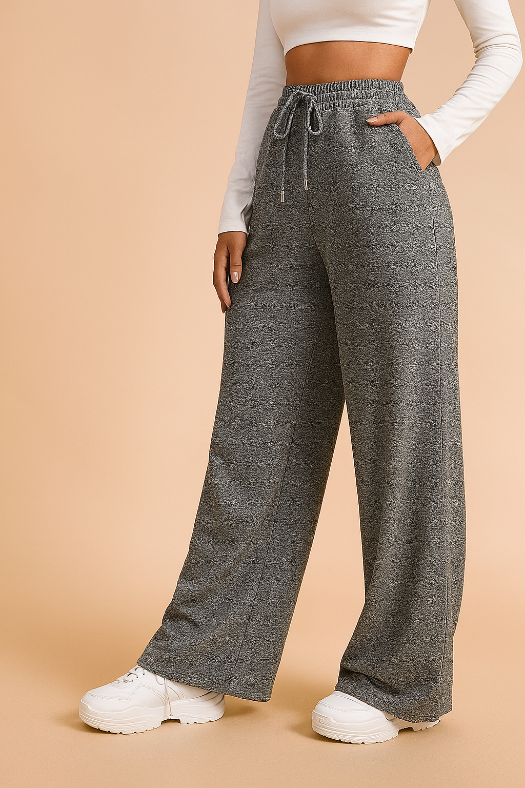 Dame Joggingbukser Sort Størrelse M Polyester Høj Talje Lige Snit 1