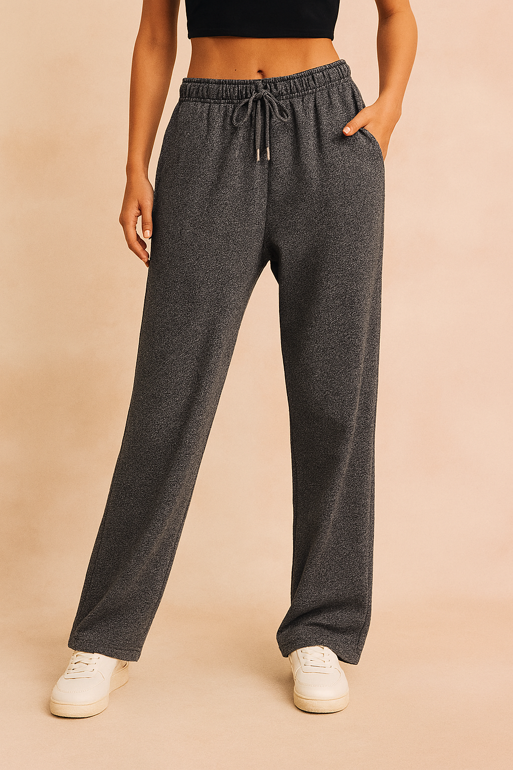 Dame Joggingbukser Sort Størrelse M Polyester Høj Talje Lige Snit 2