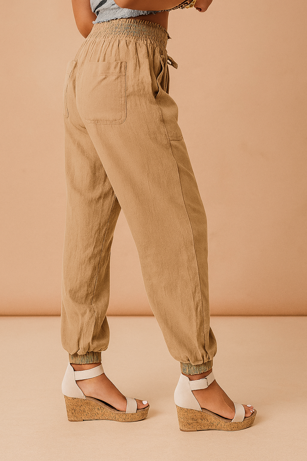 Damer Joggingbukser Grå Størrelse M Polyester med Elastisk Linning 0