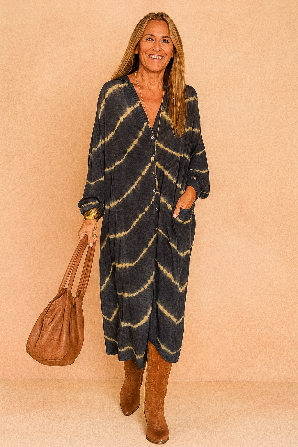 Kvinders Maxi Kjole Hvid Størrelse M Let Stof V-hals 0