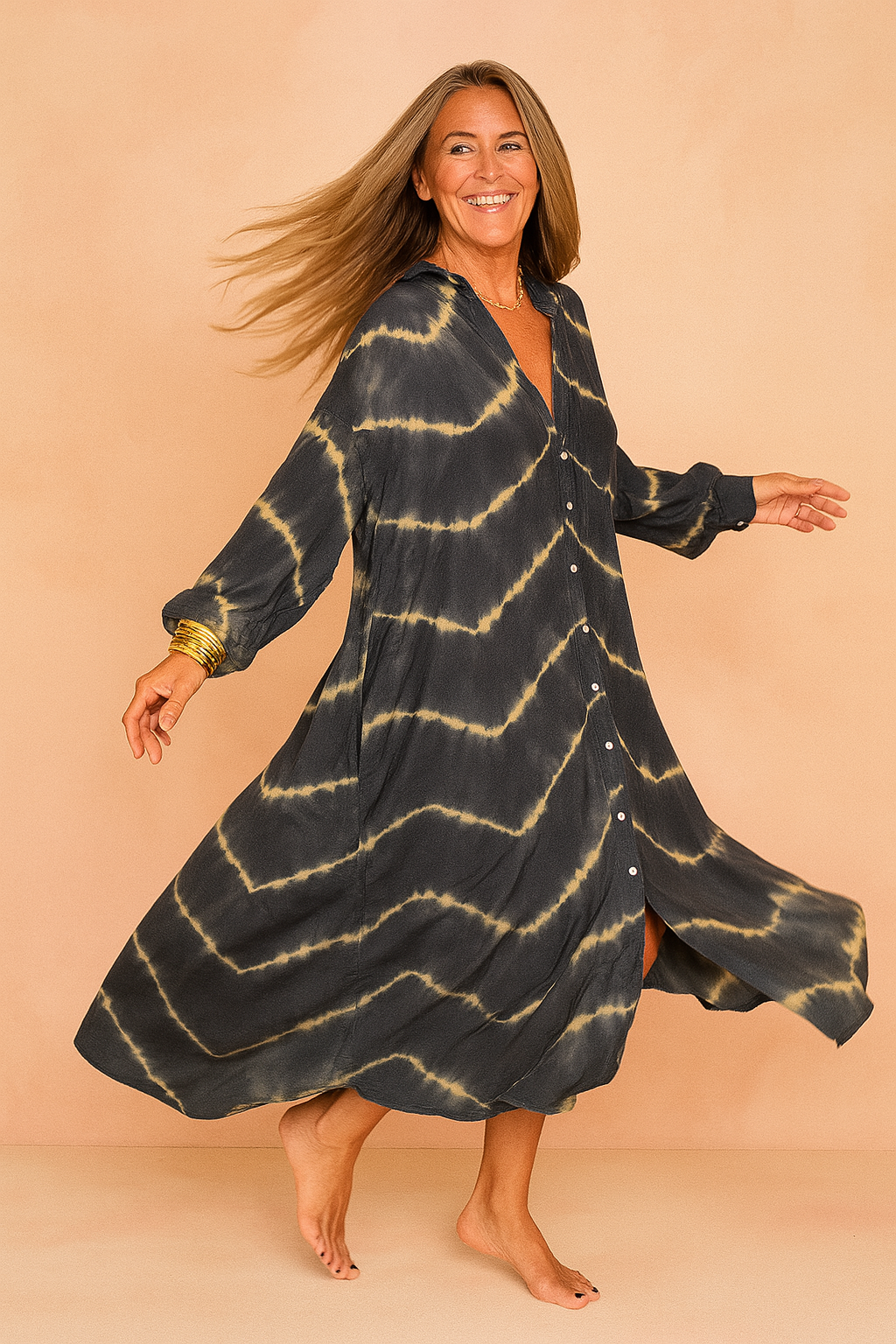 Kvinders Maxi Kjole Hvid Størrelse M Let Stof V-hals 1